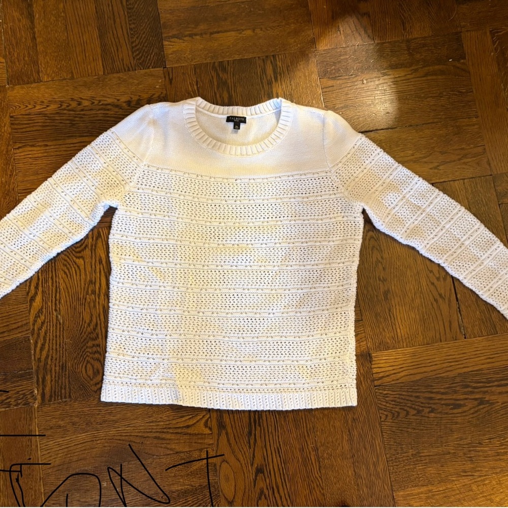 Talbots - White 100% Lightweight Cotten Knit Sweater - size M